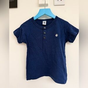 Petit Bateau Navy Short Sleeve Henley Tee